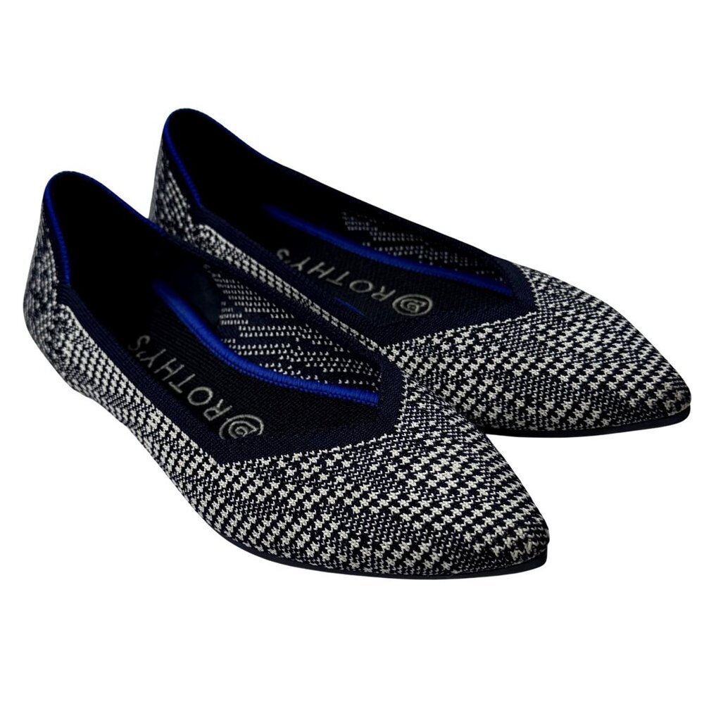 Rothy’s The Point Navy Houndstooth‎ Womens 6.5
